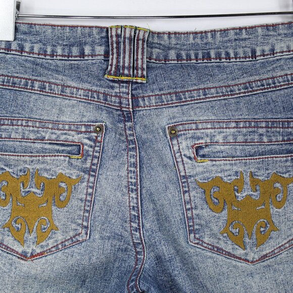 MUDD WOMEN'S JEANS EMBROIDERED POCKETS FLARED BOOT LEGS STYLE BCP3108X SZ 5 VTG - Picture 8 of 9